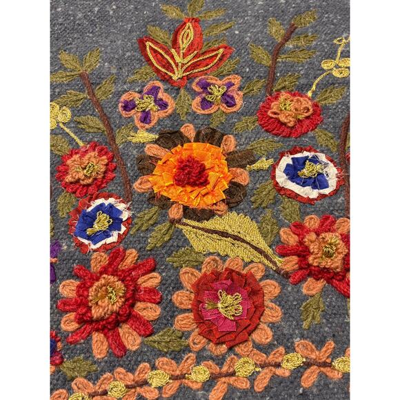 Sundance Embroidered Floral Pillow Cover Multicolor Boho 20x20 - Picture 3 of 5